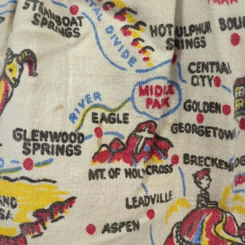 Vintage 40s/50s Colorado‎ State Landmarks Souvenir Travel Kitchen Apron